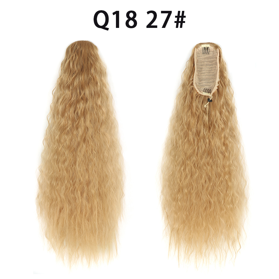 22 Inch Drawstring Ponytail Extension Curly  Long Ponytail Hair Extension Synthetic Corn Wavy Drawstring Ponytail Extensions