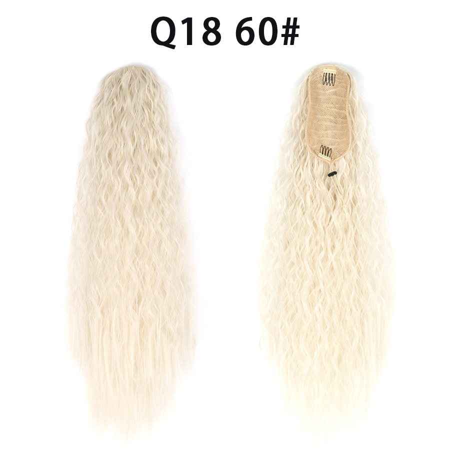 22 Inch Drawstring Ponytail Extension Curly  Long Ponytail Hair Extension Synthetic Corn Wavy Drawstring Ponytail Extensions