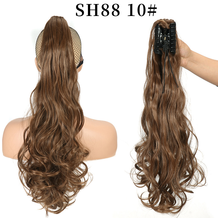22 inch Long wave Synthetic Claw Clip in Hairpiece Curly Wavy Ponytail Hair Extensions Pony Tail Hairpiece for Women