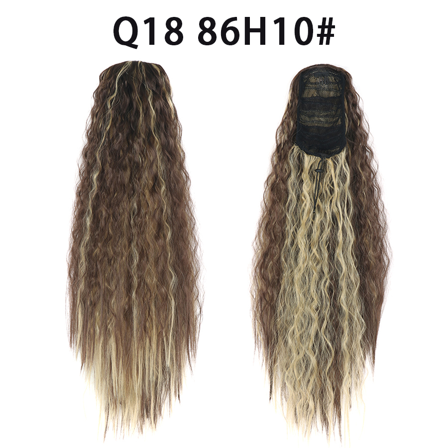 22 Inch Drawstring Ponytail Extension Curly  Long Ponytail Hair Extension Synthetic Corn Wavy Drawstring Ponytail Extensions