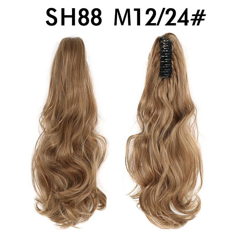 22 inch Long wave Synthetic Claw Clip in Hairpiece Curly Wavy Ponytail Hair Extensions Pony Tail Hairpiece for Women