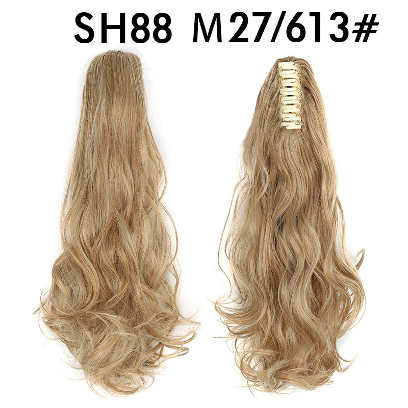 22 inch Long wave Synthetic Claw Clip in Hairpiece Curly Wavy Ponytail Hair Extensions Pony Tail Hairpiece for Women