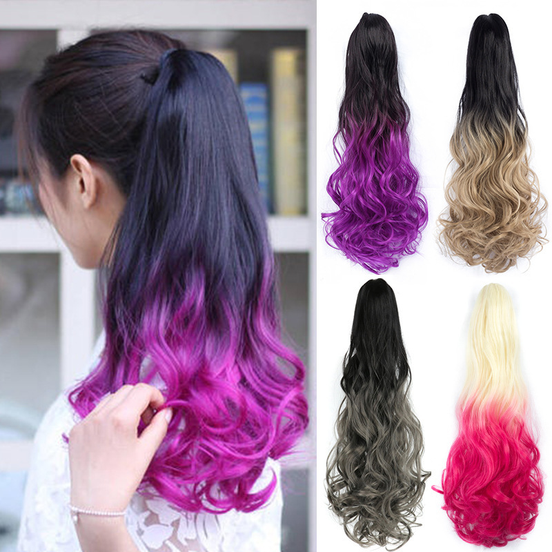 22 inch Long wave Synthetic Claw Ponytail Hair Extensions  Clip in Synthetic Hairpiece  OmbrePony Tail Hairpiece for Women