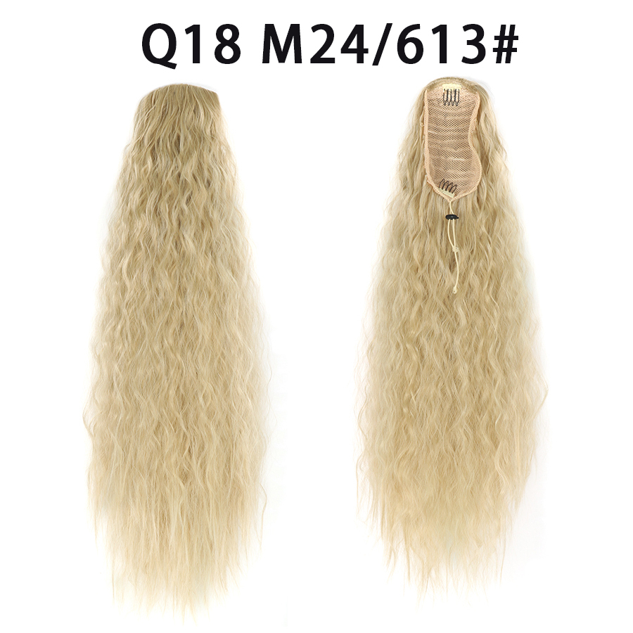 22 Inch Drawstring Ponytail Extension Curly  Long Ponytail Hair Extension Synthetic Corn Wavy Drawstring Ponytail Extensions