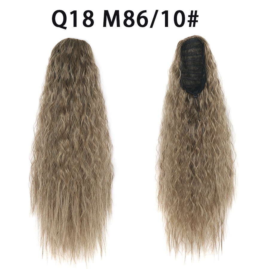 22 Inch Drawstring Ponytail Extension Curly  Long Ponytail Hair Extension Synthetic Corn Wavy Drawstring Ponytail Extensions