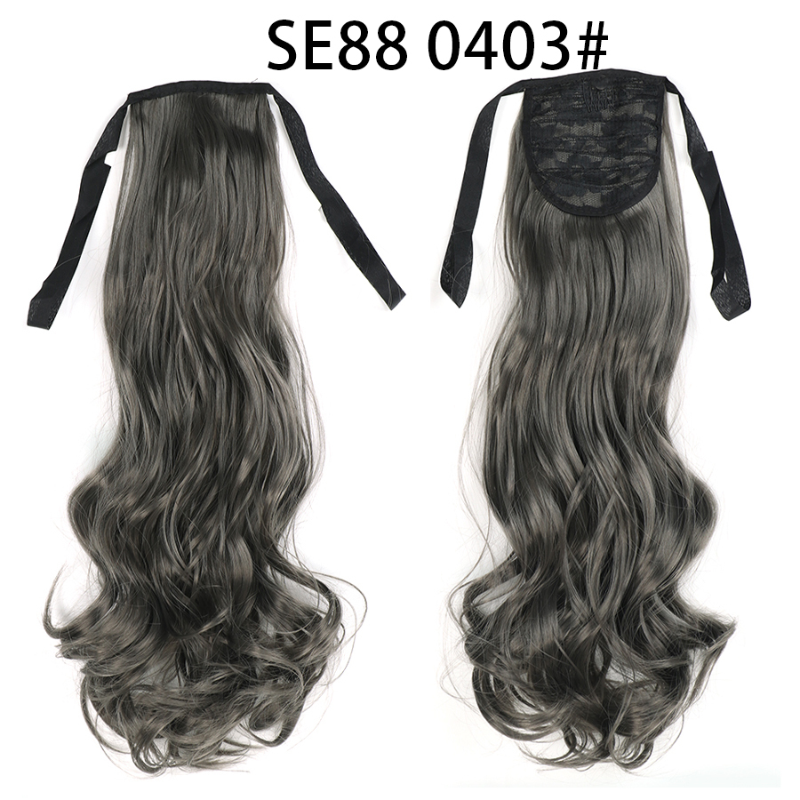 22 inch Long Wave Tie up Heat-Resistant  ponytail Hair With Fake Hair Chip-in Hair Extensions Pony Tail hair extensions