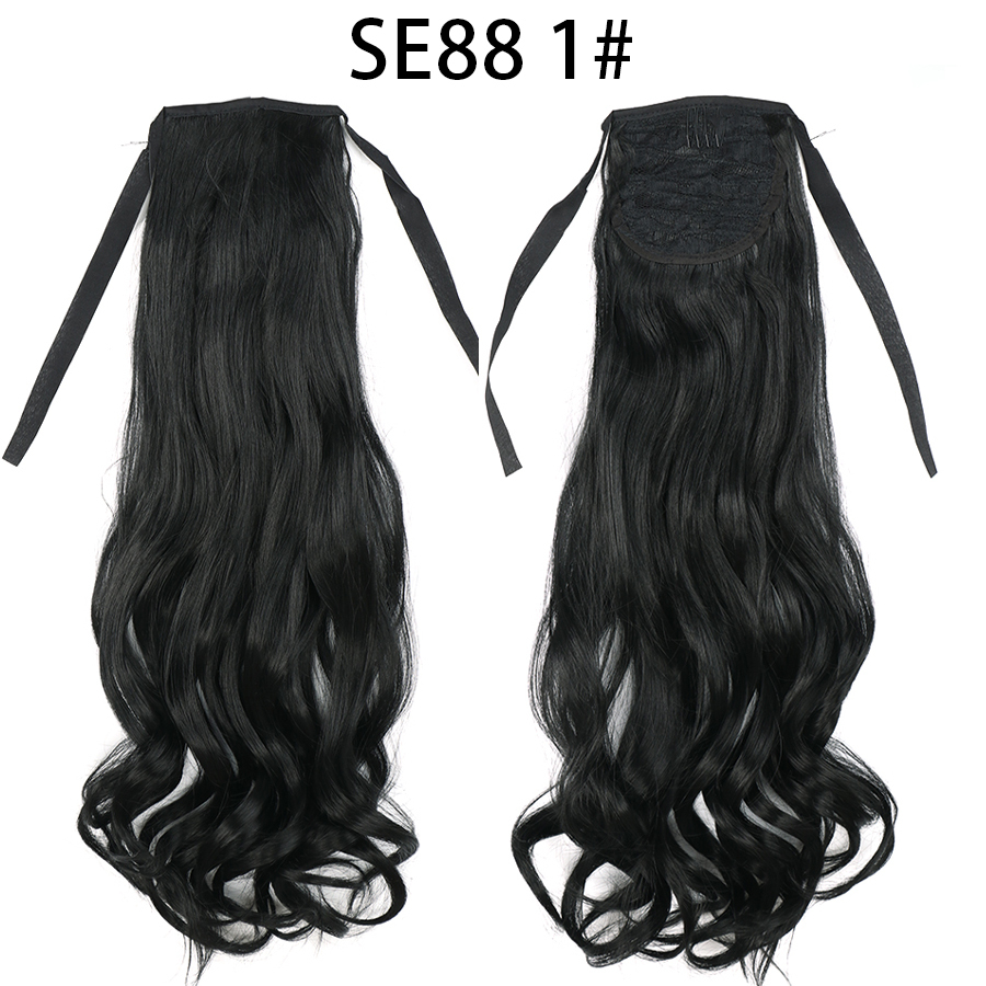 22 inch Long Wave Tie up Heat-Resistant  ponytail Hair With Fake Hair Chip-in Hair Extensions Pony Tail hair extensions