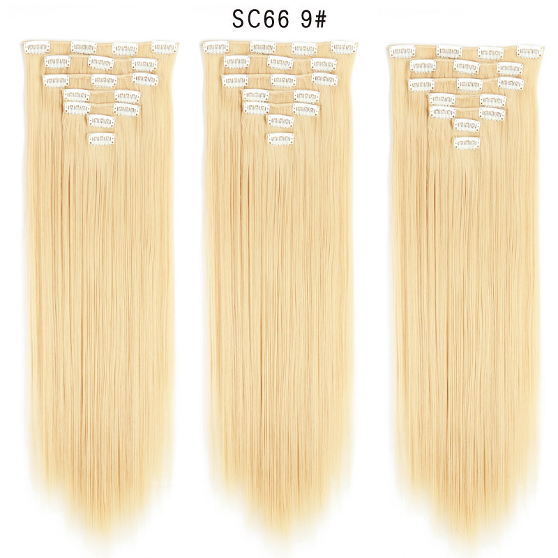 7 pcs 22 inch Long Straight Clip in Synthetic  Hair Extension   Synthetic Black Brown Hairpieces For Woman