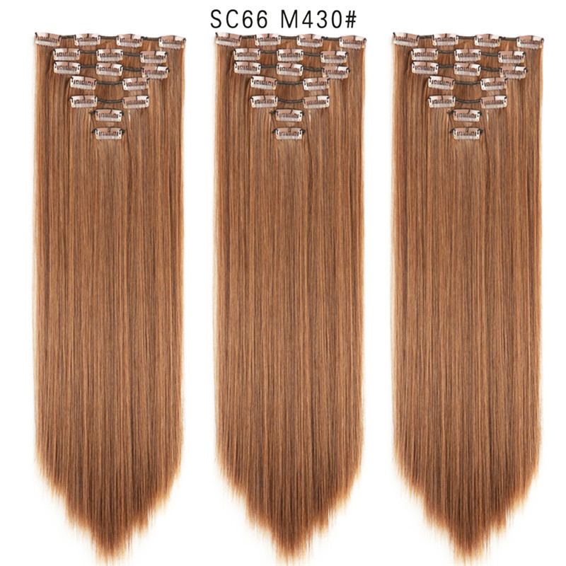 7 pcs 22 inch Long Straight Clip in Synthetic  Hair Extension   Synthetic Black Brown Hairpieces For Woman