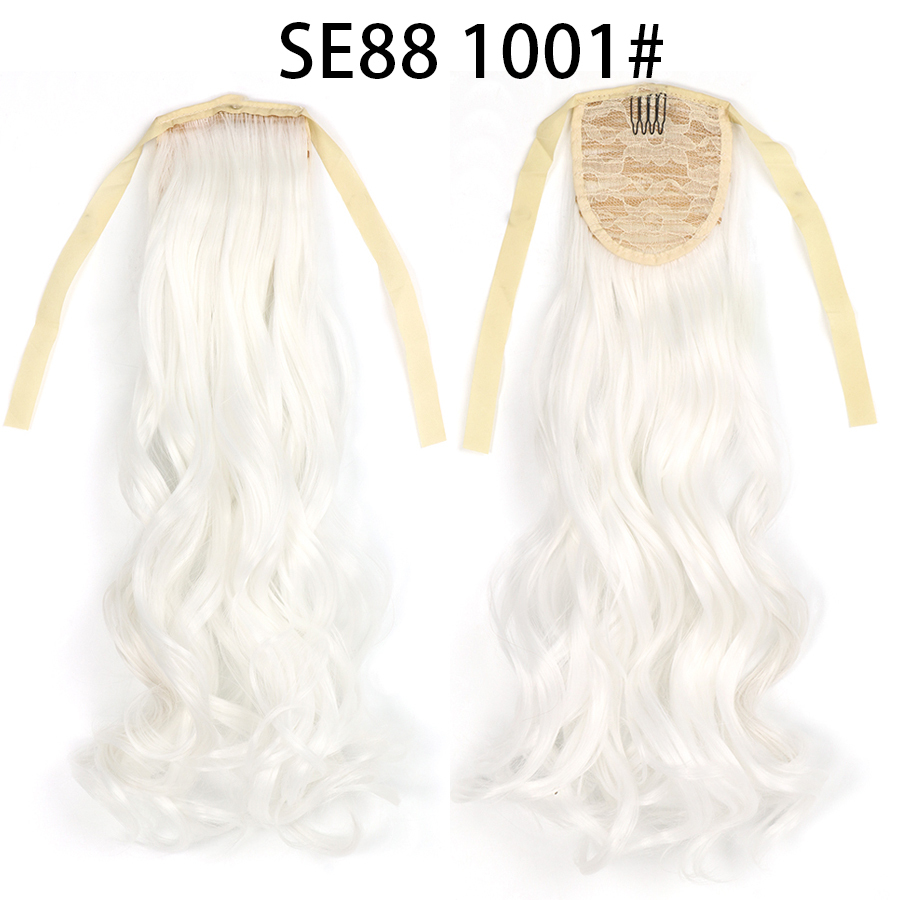 22 inch Long Wave Tie up Heat-Resistant  ponytail Hair With Fake Hair Chip-in Hair Extensions Pony Tail hair extensions