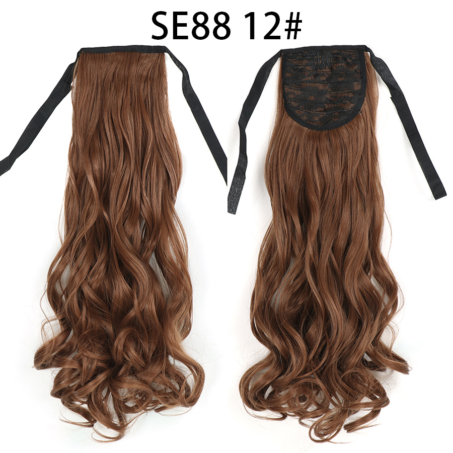 22 inch Long Wave Tie up Heat-Resistant  ponytail Hair With Fake Hair Chip-in Hair Extensions Pony Tail hair extensions