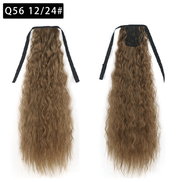 22 Inch Tie up Ponytail Extension  Long Corn Curly Ponytail Hair Extension heat resistant high temperature fiber ponytail hairpieces