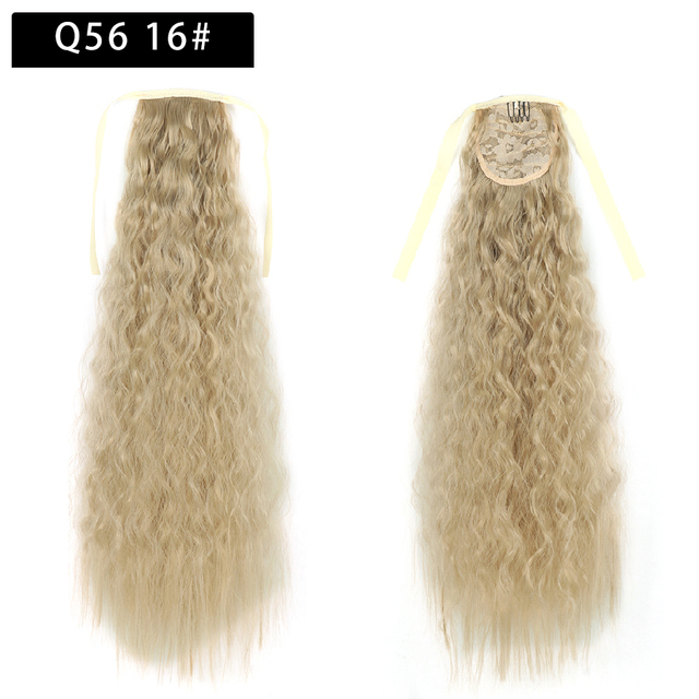 22 Inch Tie up Ponytail Extension  Long Corn Curly Ponytail Hair Extension heat resistant high temperature fiber ponytail hairpieces