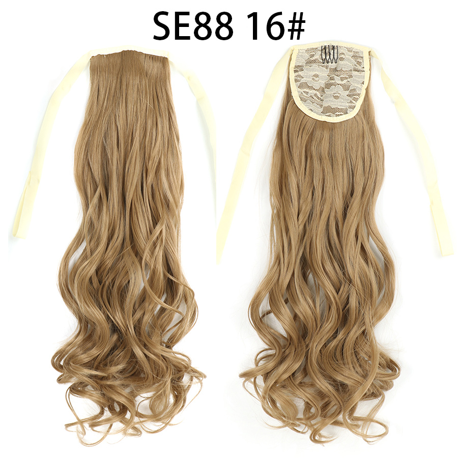 22 inch Long Wave Tie up Heat-Resistant  ponytail Hair With Fake Hair Chip-in Hair Extensions Pony Tail hair extensions