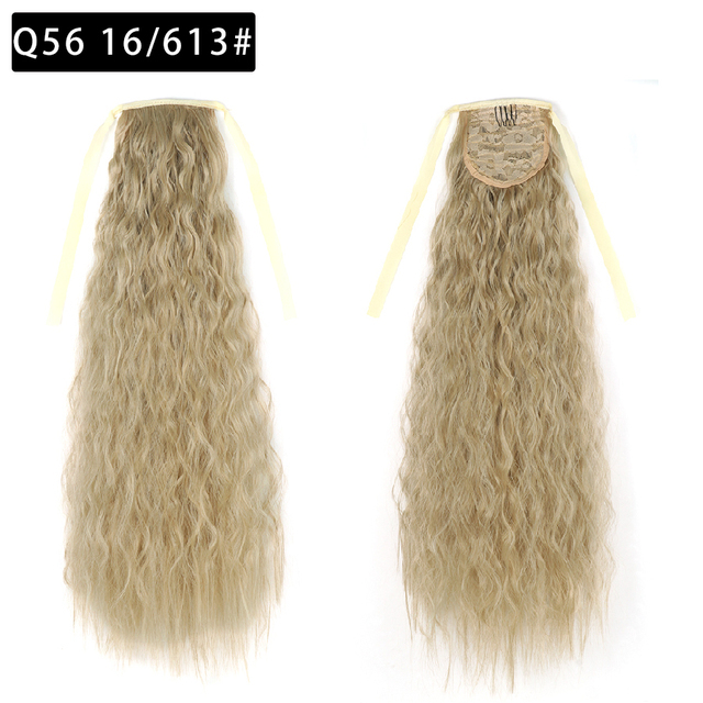 22 Inch Tie up Ponytail Extension  Long Corn Curly Ponytail Hair Extension heat resistant high temperature fiber ponytail hairpieces