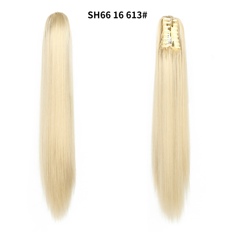 22 inch Long Straight Ponytail Hair Extensions Claw Clip on Pony Tail Hairpiece Natural False Hair for Women