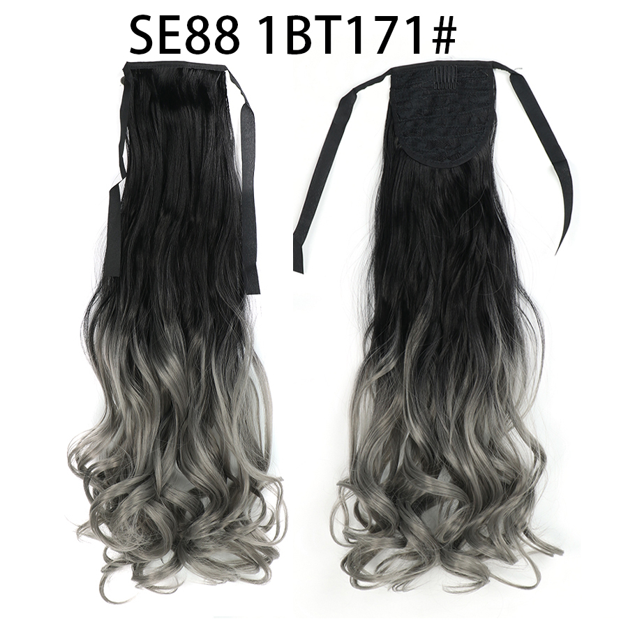 22 inch Long Wave Tie up Heat-Resistant  ponytail Hair With Fake Hair Chip-in Hair Extensions Pony Tail hair extensions