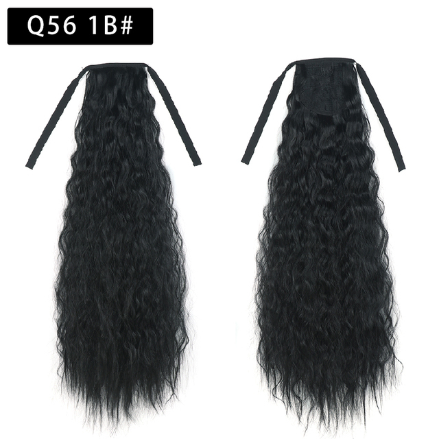 22 Inch Tie up Ponytail Extension  Long Corn Curly Ponytail Hair Extension heat resistant high temperature fiber ponytail hairpieces