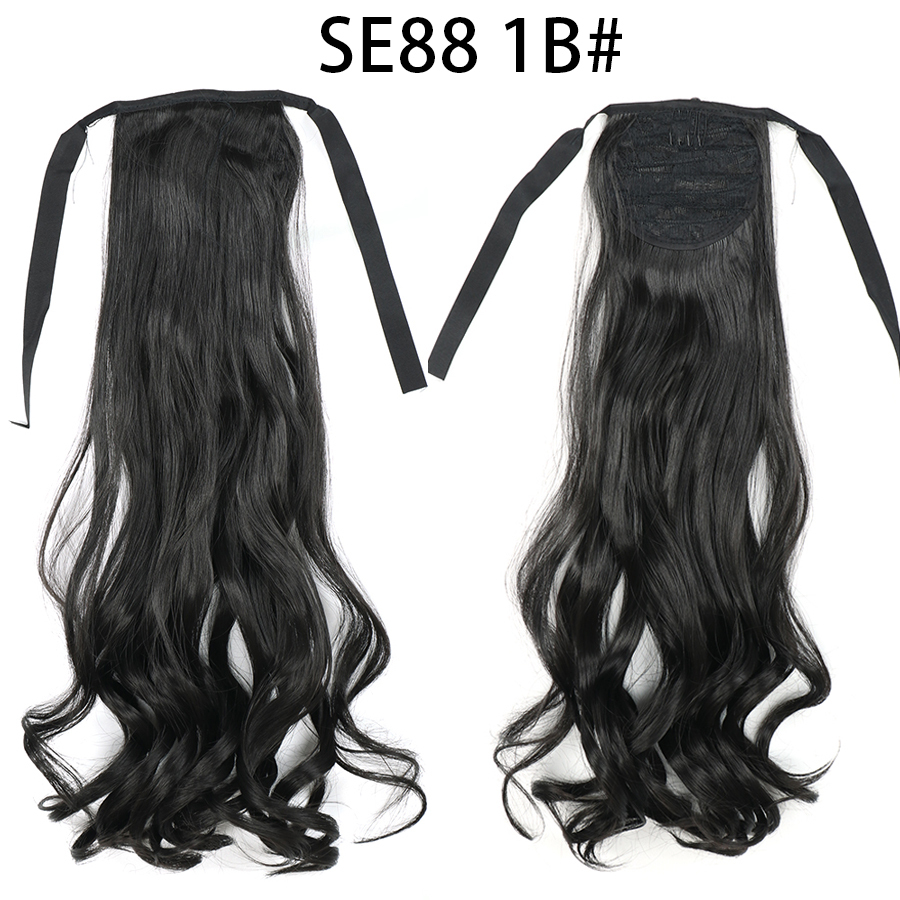 22 inch Long Wave Tie up Heat-Resistant  ponytail Hair With Fake Hair Chip-in Hair Extensions Pony Tail hair extensions