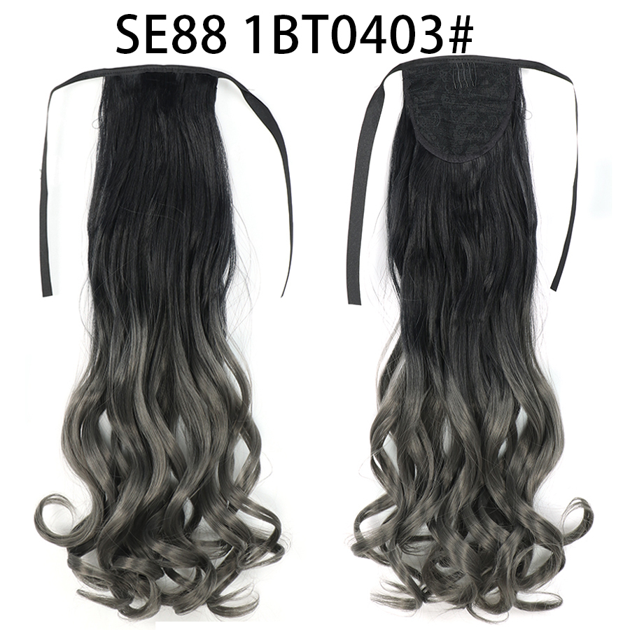22 inch Long Wave Tie up Heat-Resistant  ponytail Hair With Fake Hair Chip-in Hair Extensions Pony Tail hair extensions