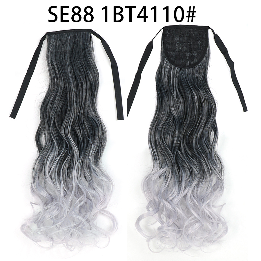 22 inch Long Wave Tie up Heat-Resistant  ponytail Hair With Fake Hair Chip-in Hair Extensions Pony Tail hair extensions