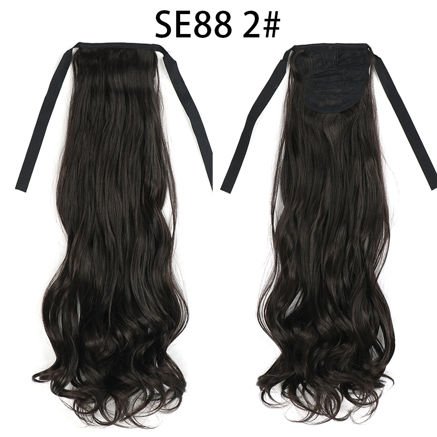 22 inch Long Wave Tie up Heat-Resistant  ponytail Hair With Fake Hair Chip-in Hair Extensions Pony Tail hair extensions