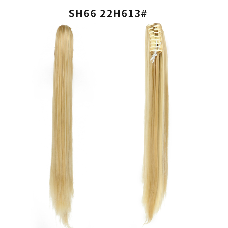 22 inch Long Straight Ponytail Hair Extensions Claw Clip on Pony Tail Hairpiece Natural False Hair for Women