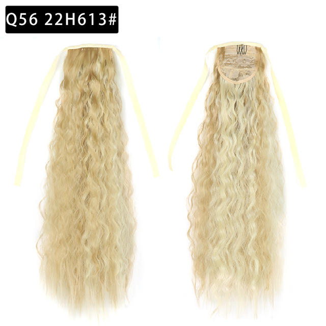 22 Inch Tie up Ponytail Extension  Long Corn Curly Ponytail Hair Extension heat resistant high temperature fiber ponytail hairpieces