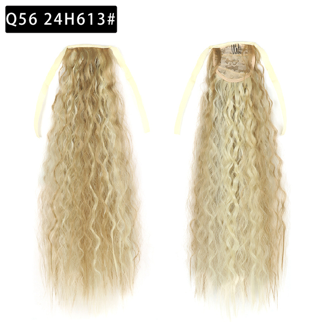 22 Inch Tie up Ponytail Extension  Long Corn Curly Ponytail Hair Extension heat resistant high temperature fiber ponytail hairpieces