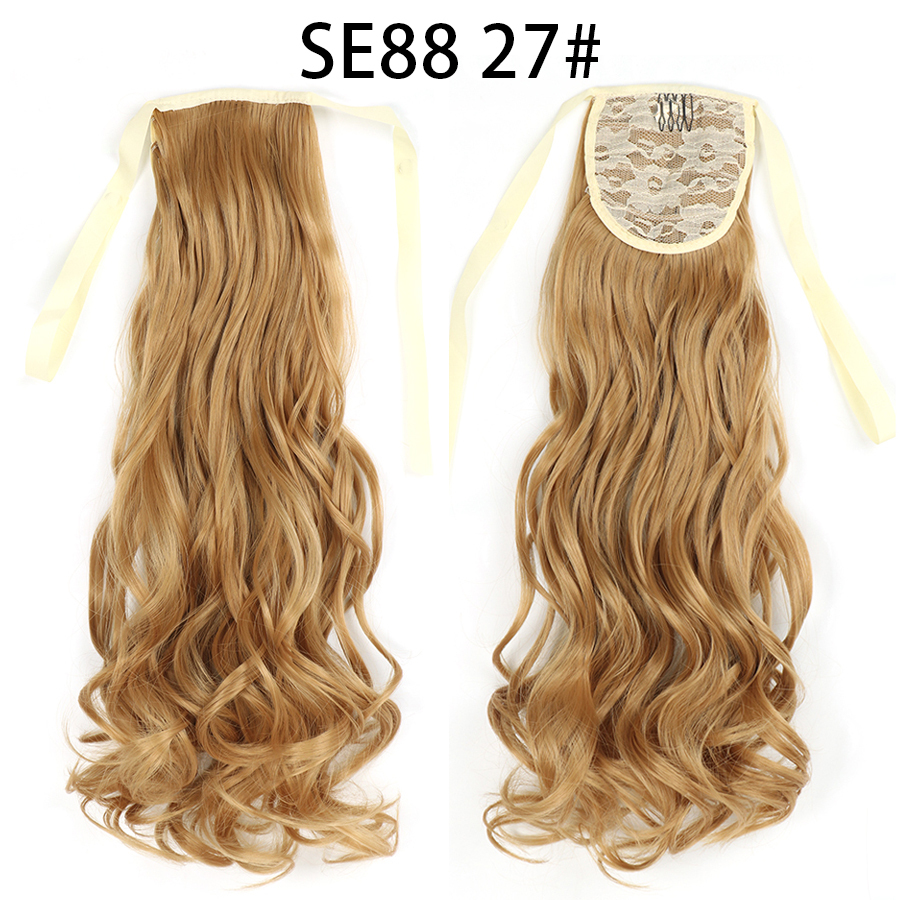 22 inch Long Wave Tie up Heat-Resistant  ponytail Hair With Fake Hair Chip-in Hair Extensions Pony Tail hair extensions