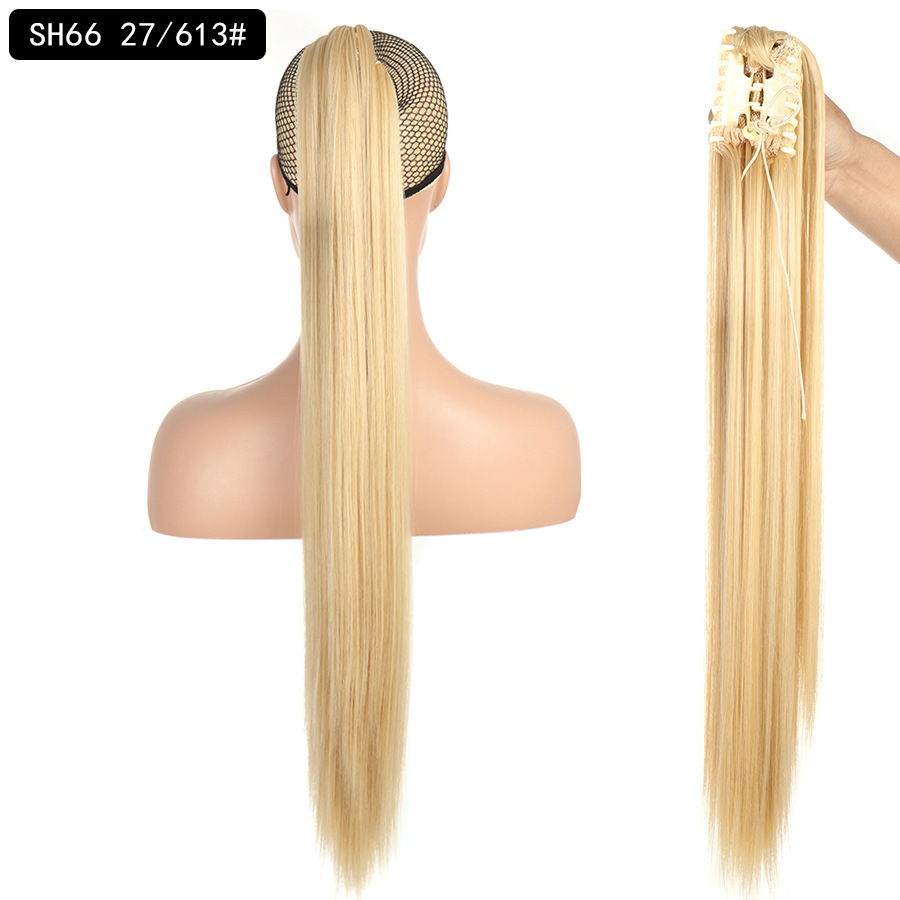 22 inch Long Straight Ponytail Hair Extensions Claw Clip on Pony Tail Hairpiece Natural False Hair for Women