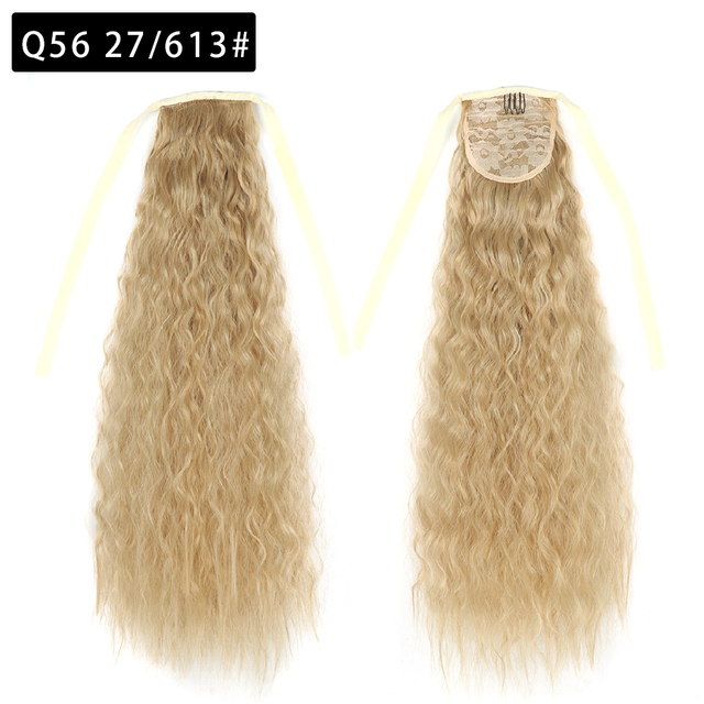 22 Inch Tie up Ponytail Extension  Long Corn Curly Ponytail Hair Extension heat resistant high temperature fiber ponytail hairpieces