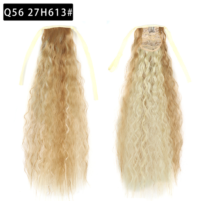 22 Inch Tie up Ponytail Extension  Long Corn Curly Ponytail Hair Extension heat resistant high temperature fiber ponytail hairpieces