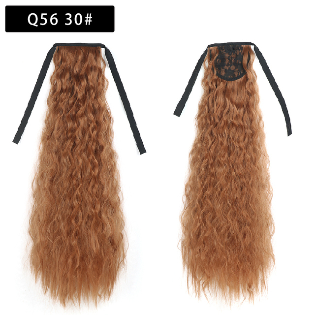 22 Inch Tie up Ponytail Extension  Long Corn Curly Ponytail Hair Extension heat resistant high temperature fiber ponytail hairpieces