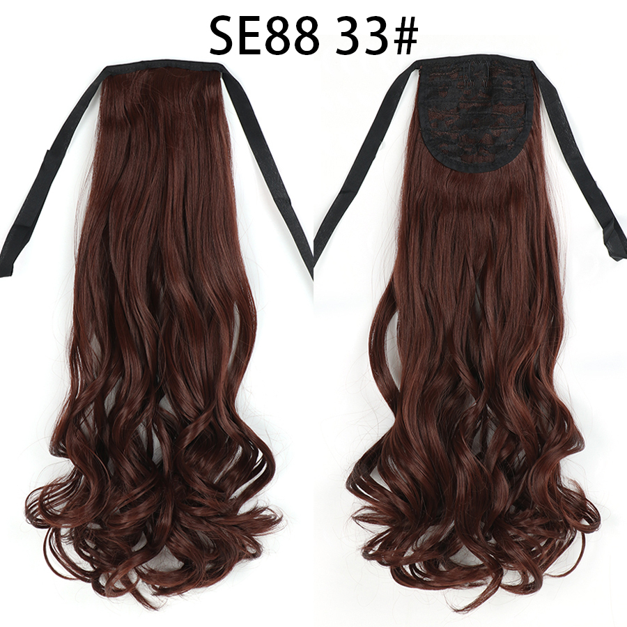 22 inch Long Wave Tie up Heat-Resistant  ponytail Hair With Fake Hair Chip-in Hair Extensions Pony Tail hair extensions