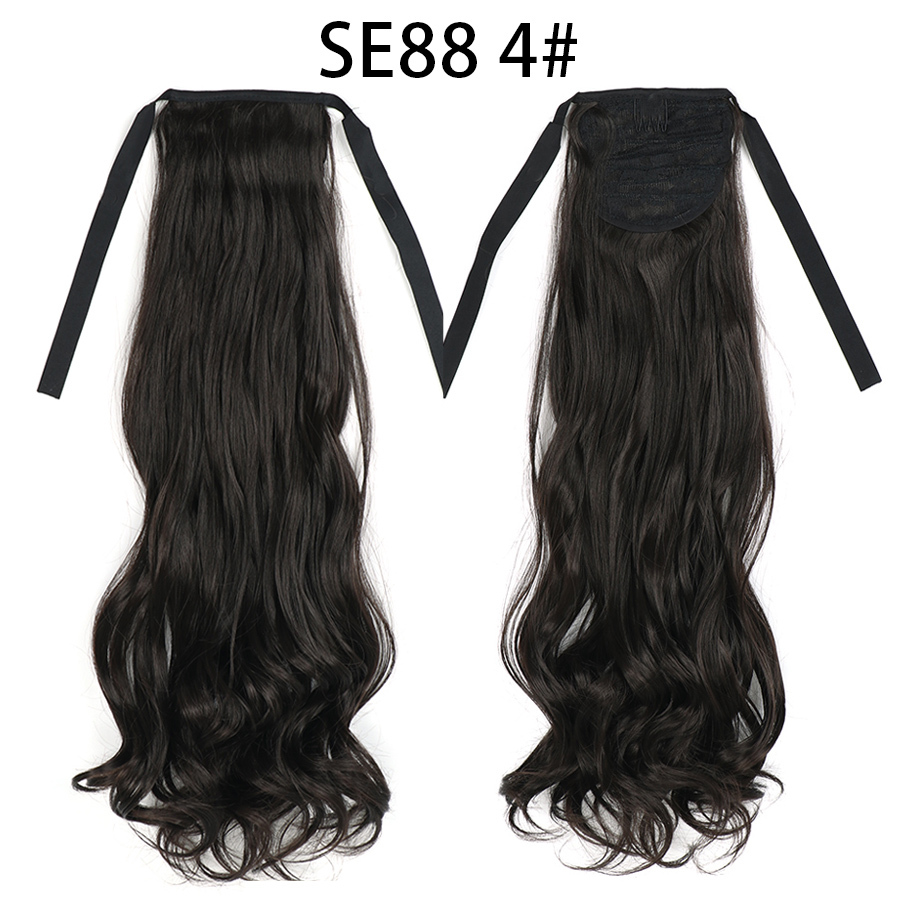 22 inch Long Wave Tie up Heat-Resistant  ponytail Hair With Fake Hair Chip-in Hair Extensions Pony Tail hair extensions