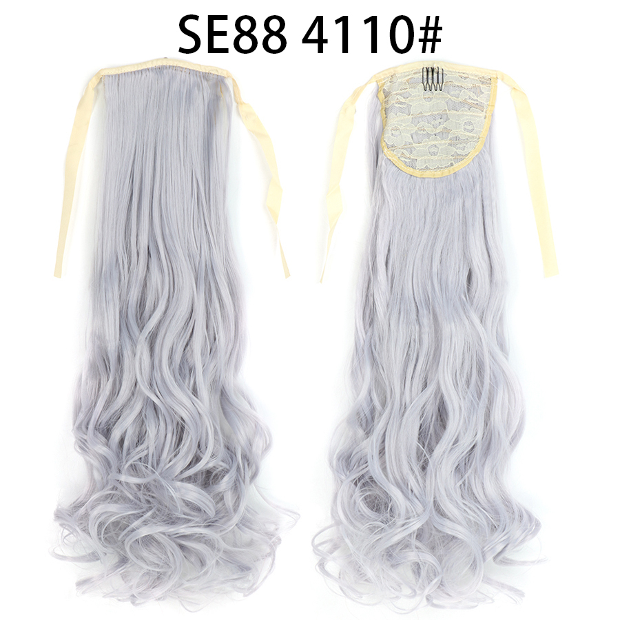 22 inch Long Wave Tie up Heat-Resistant  ponytail Hair With Fake Hair Chip-in Hair Extensions Pony Tail hair extensions