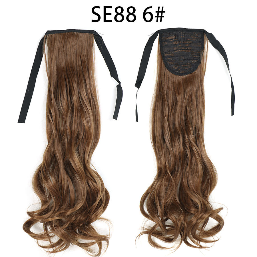22 inch Long Wave Tie up Heat-Resistant  ponytail Hair With Fake Hair Chip-in Hair Extensions Pony Tail hair extensions