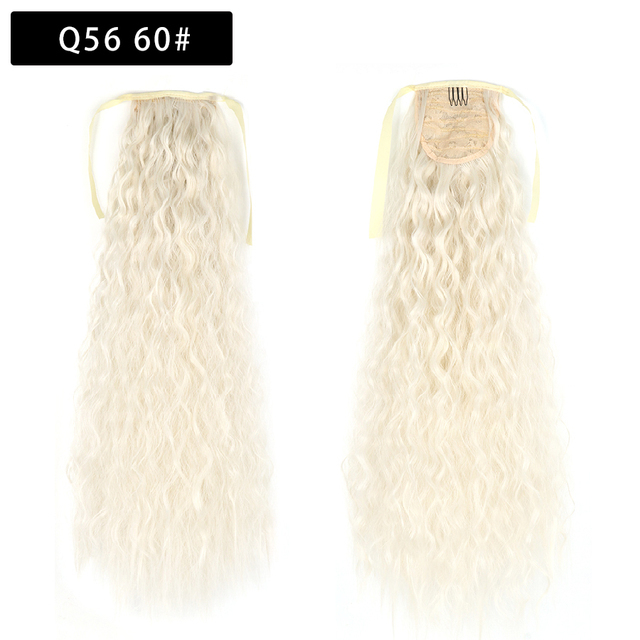22 Inch Tie up Ponytail Extension  Long Corn Curly Ponytail Hair Extension heat resistant high temperature fiber ponytail hairpieces