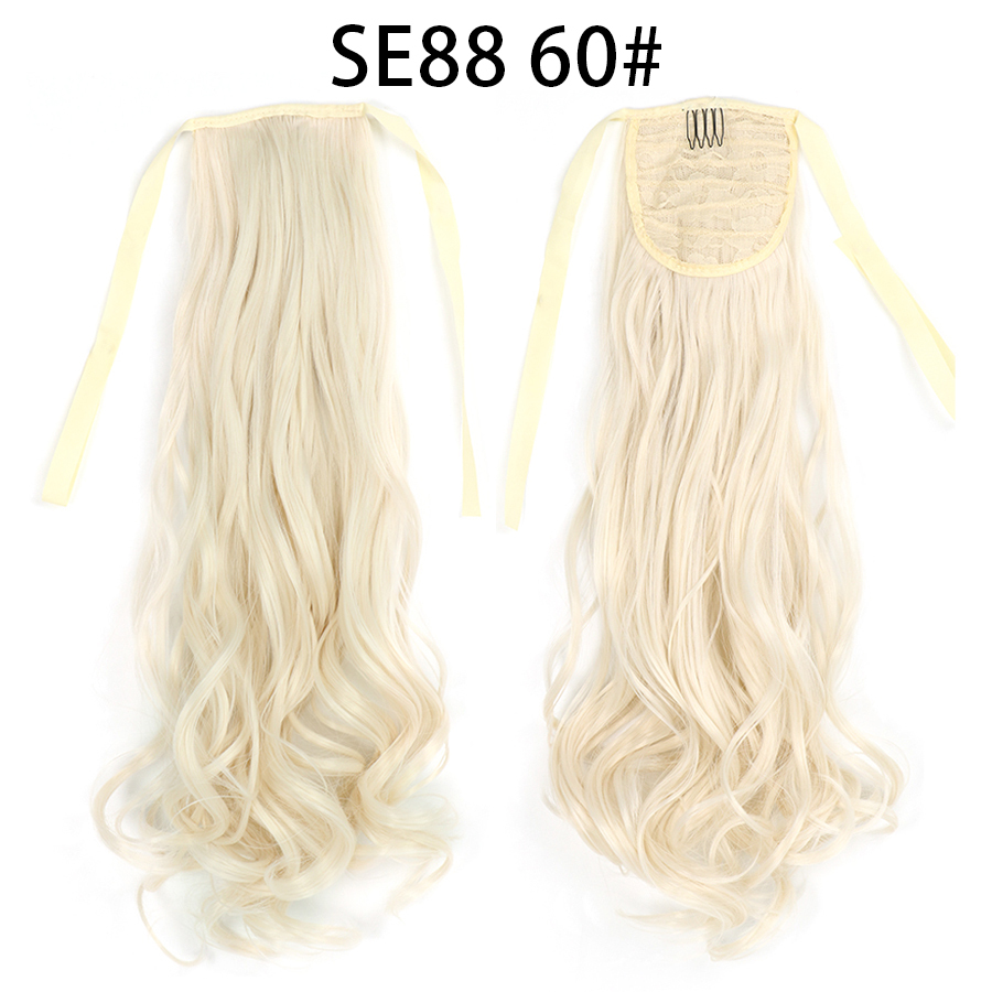 22 inch Long Wave Tie up Heat-Resistant  ponytail Hair With Fake Hair Chip-in Hair Extensions Pony Tail hair extensions