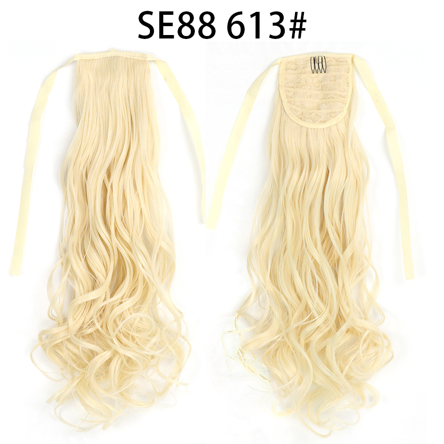 22 inch Long Wave Tie up Heat-Resistant  ponytail Hair With Fake Hair Chip-in Hair Extensions Pony Tail hair extensions