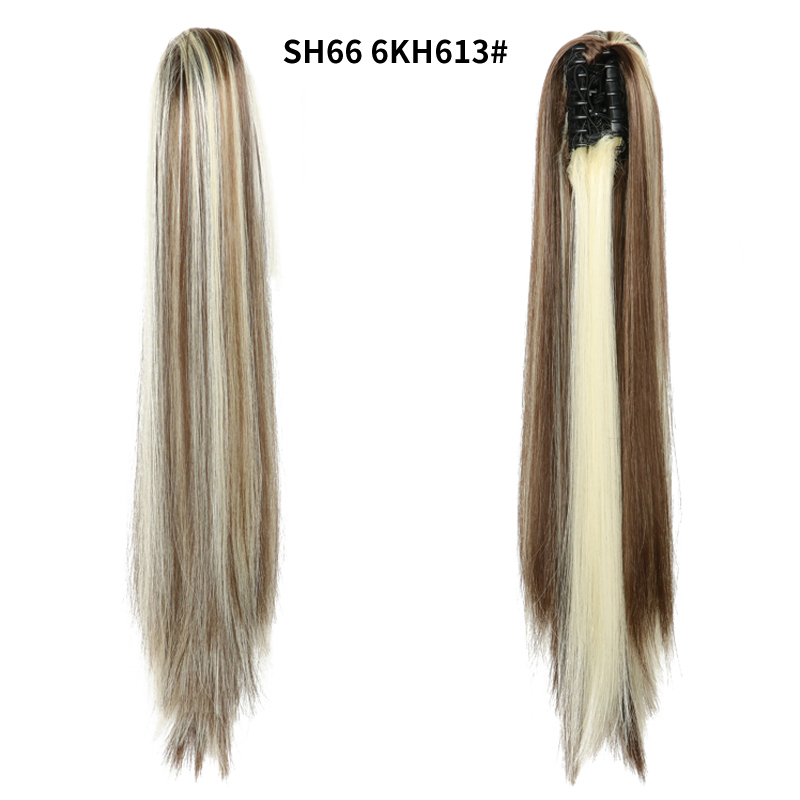 22 inch Long Straight Ponytail Hair Extensions Claw Clip on Pony Tail Hairpiece Natural False Hair for Women