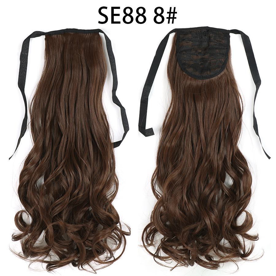 22 inch Long Wave Tie up Heat-Resistant  ponytail Hair With Fake Hair Chip-in Hair Extensions Pony Tail hair extensions