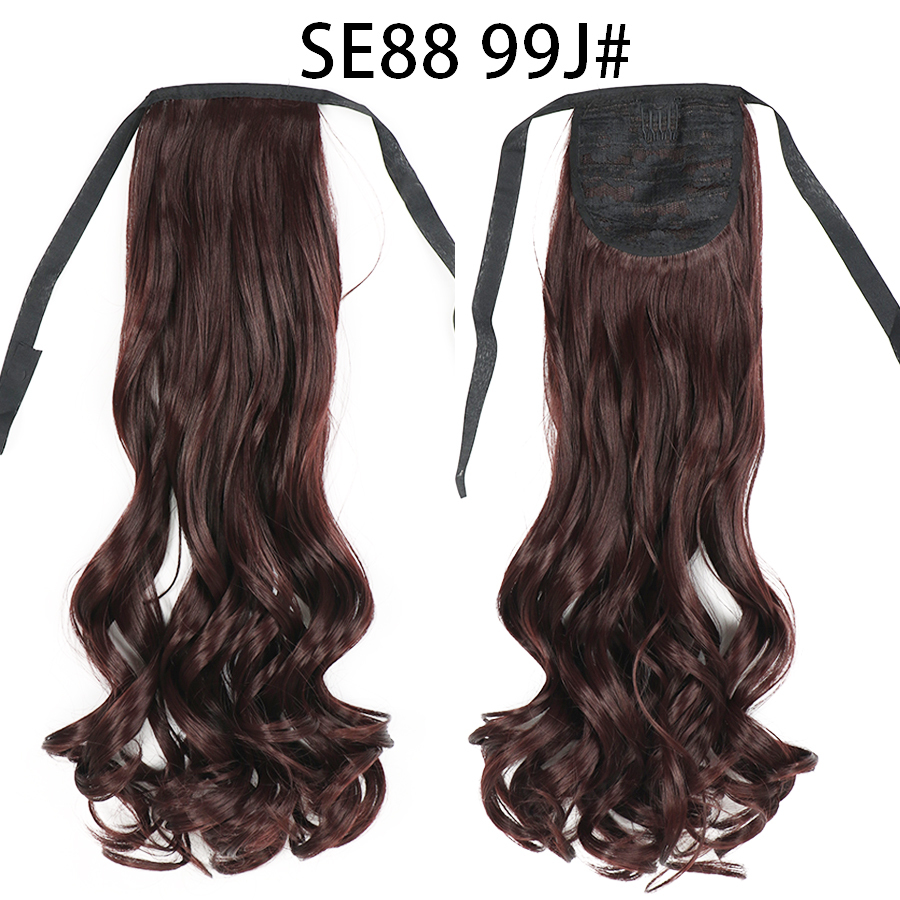 22 inch Long Wave Tie up Heat-Resistant  ponytail Hair With Fake Hair Chip-in Hair Extensions Pony Tail hair extensions