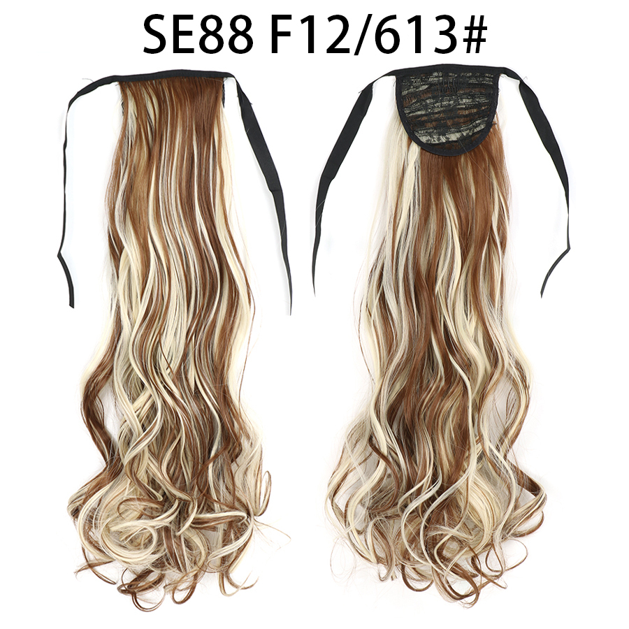 22 inch Long Wave Tie up Heat-Resistant  ponytail Hair With Fake Hair Chip-in Hair Extensions Pony Tail hair extensions