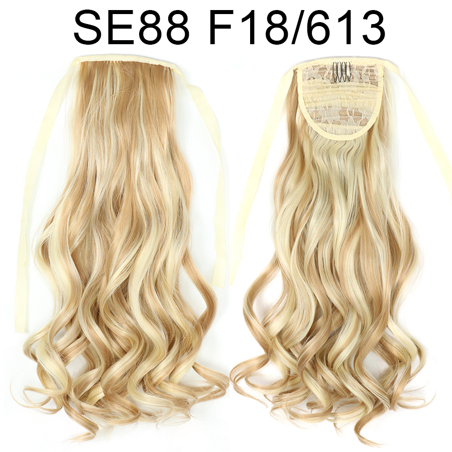22 inch Long Wave Tie up Heat-Resistant  ponytail Hair With Fake Hair Chip-in Hair Extensions Pony Tail hair extensions