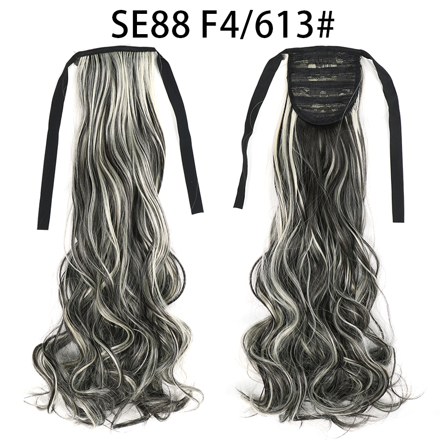 22 inch Long Wave Tie up Heat-Resistant  ponytail Hair With Fake Hair Chip-in Hair Extensions Pony Tail hair extensions