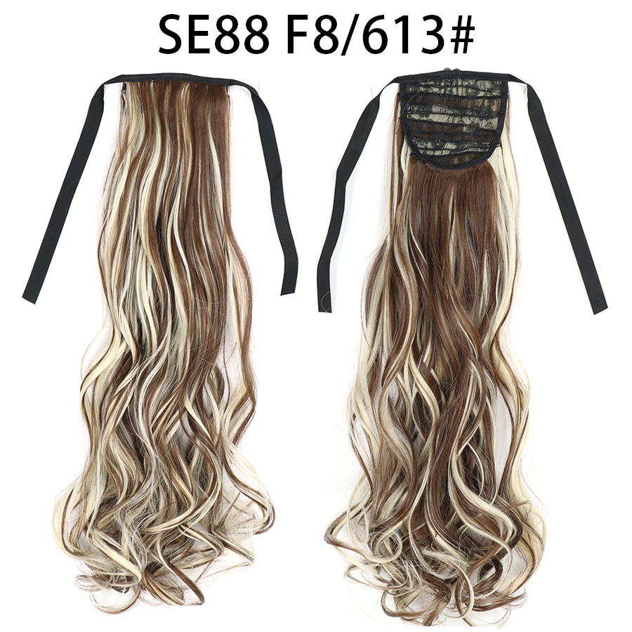 22 inch Long Wave Tie up Heat-Resistant  ponytail Hair With Fake Hair Chip-in Hair Extensions Pony Tail hair extensions