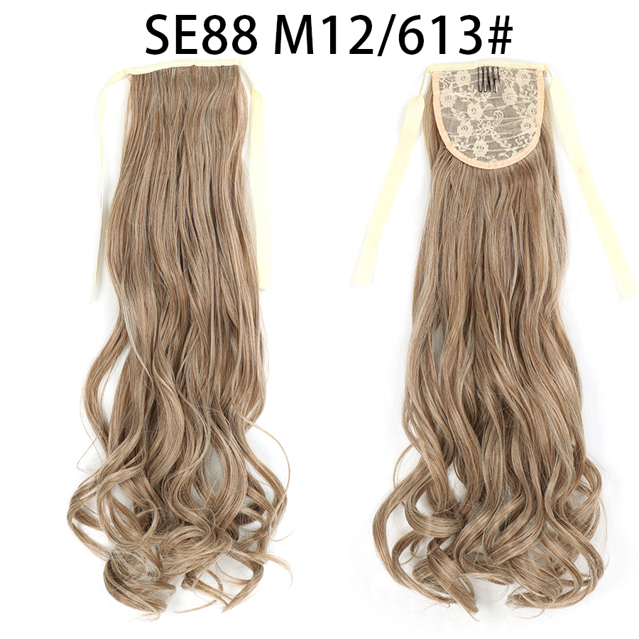 22 inch Long Wave Tie up Heat-Resistant  ponytail Hair With Fake Hair Chip-in Hair Extensions Pony Tail hair extensions