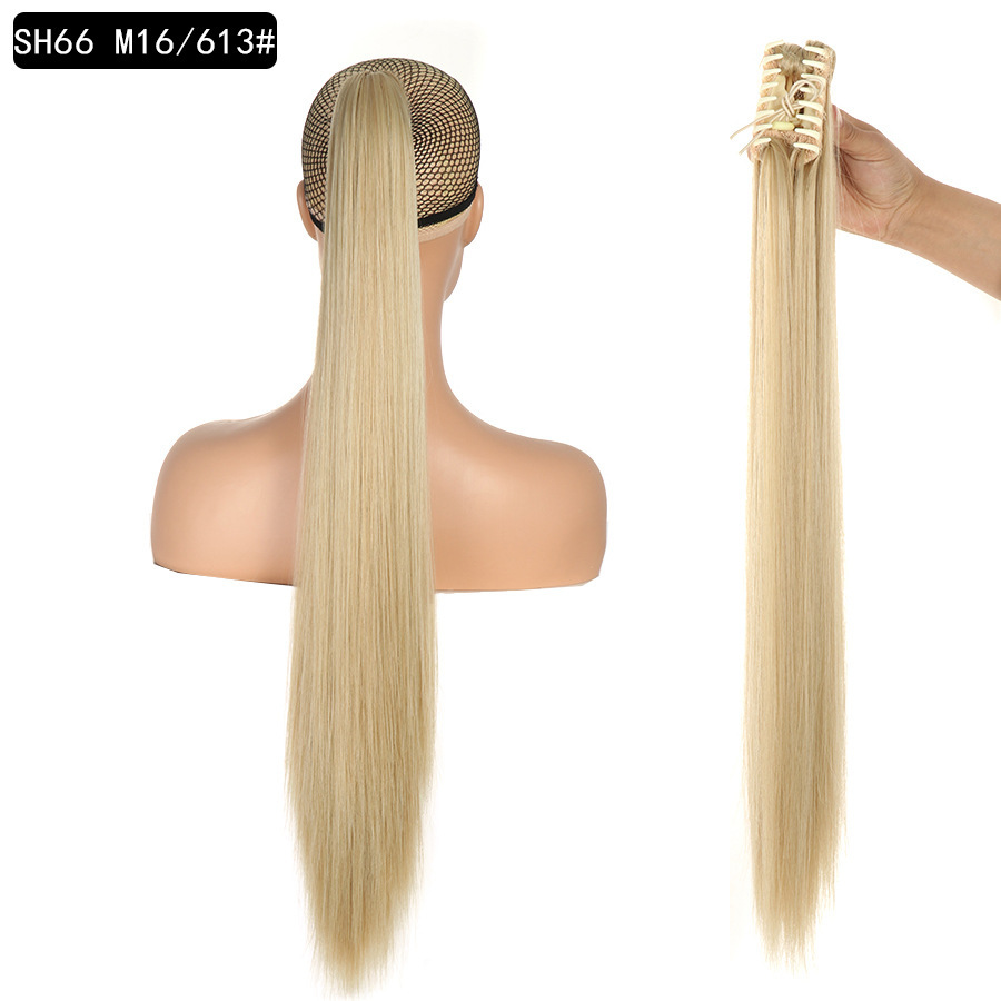 22 inch Long Straight Ponytail Hair Extensions Claw Clip on Pony Tail Hairpiece Natural False Hair for Women